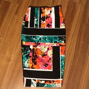 Floral long pencil skirt